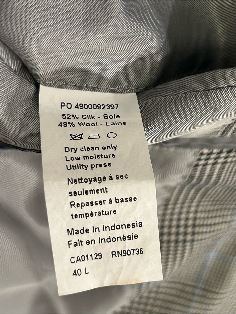 Ralph Lauren Vintage Gray Glen Plaid Men's Blazer 40L Silk Wool Y2K Business - Picture 5 of 8